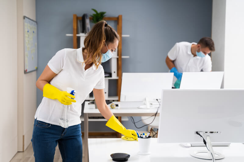 Image showing a cleaner cleaning an office space